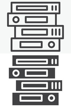 Stack of ring binders different style icon set. Line, outline and solid icon versions with editable stroke. Vector sign and symbol for school documents. Binder icon.