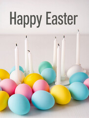 Happy Easter greeting card with spring Easter background