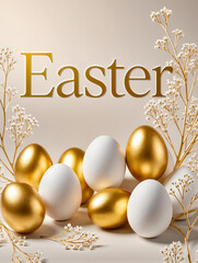 Happy Easter greeting card with spring Easter background