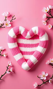 Heart-Shaped Knit Scarf Flat-Lay