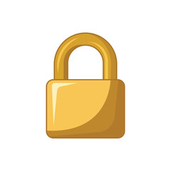 Naklejka premium Golden lock flat vector illustration isolated on white background. Security icon