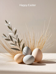 Happy Easter greeting card with spring Easter background