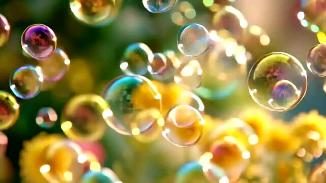 soap bubbles on a green background