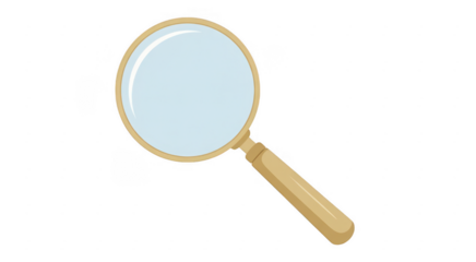 Magnifying glass gold isolated on a transparent background