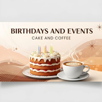 Birthdays and Events  cake and coffe,profishanel backgrund and grapic desin all