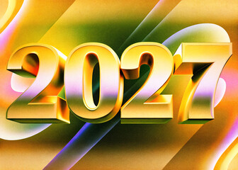 Neon Gradient Fantasy 2027 NEW YEAR Illustration with Colorful Abstract  