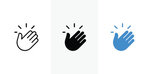 Obraz premium Hand Clapping Applause Icons Set Celebrating Success and Achievement in Business Presentations and Social Media Marketing Content Expressing Appreciation Recognition and Support for Positive Feedback