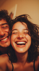  couple laughing, bright daylight, urban lifestyle fashion feel