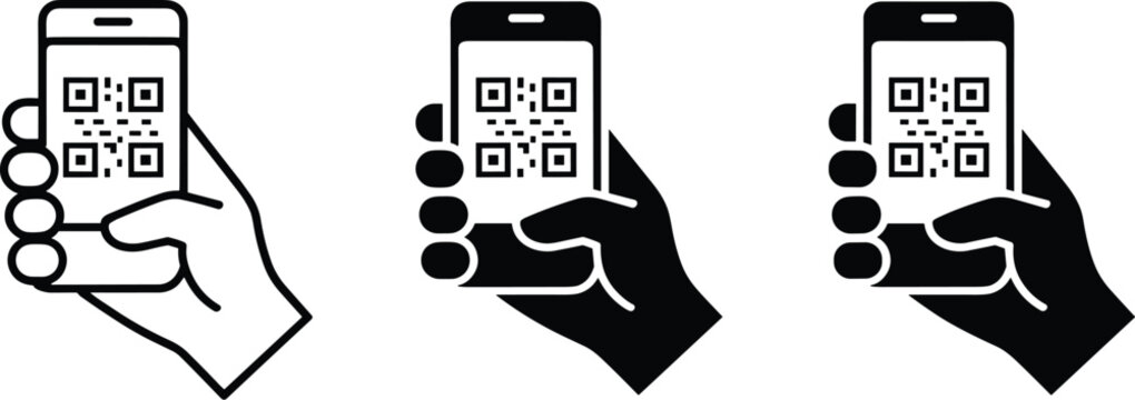 Scanning QR code on mobile phone held in hand for business promotion marketing or payment app information modern technology concept vector illustration for corporate digital strategy presentation desi