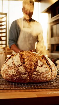 A Passionate Baker Perfects His Craft: From Oven to Bread, Witness the Artistry of Artisan Baking Captured in Glorious Light