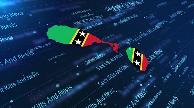 Saint Kitts And Nevis Geographic Map and Flag Animated Motion Graphic Background
