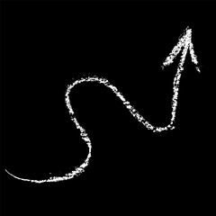 Hand Drawn Chalk Freehand Arrow on Chalkboard Background