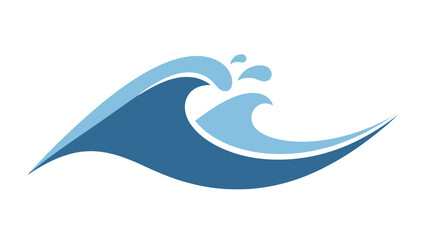 Fototapeta premium Stylized blue wave illustration with splashing water.