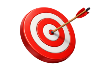 3d target with arrow hitting bullseye on transparent background high quality professional detailed modern elegant stylish clean crisp vibrant colorful digital