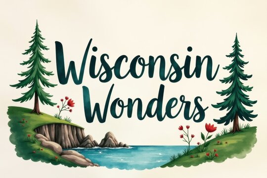 Wisconsin Wonders Lettering Art, U.S. State Series Slogan