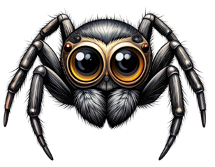 Big-Eyed Spider Tattoo Design with Bold Line Art, Isolated