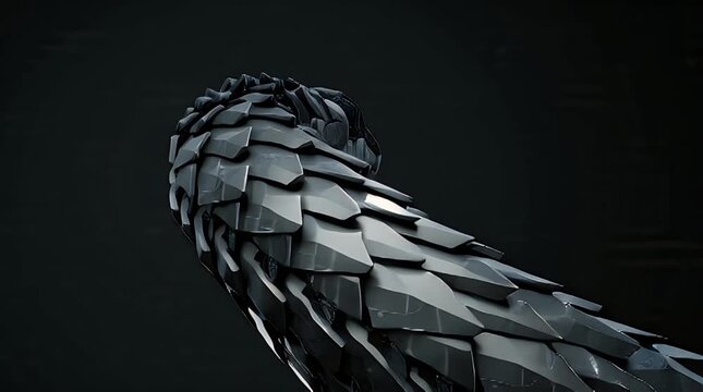 A futuristic digital illustration of a metallic snake-like creature