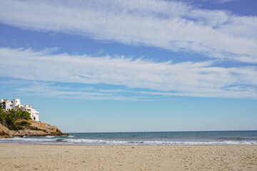 View of Aiguadol&ccedil; Beach in Sitges, Spain (Platja de la Marina d'Aiguadol&ccedil;) 