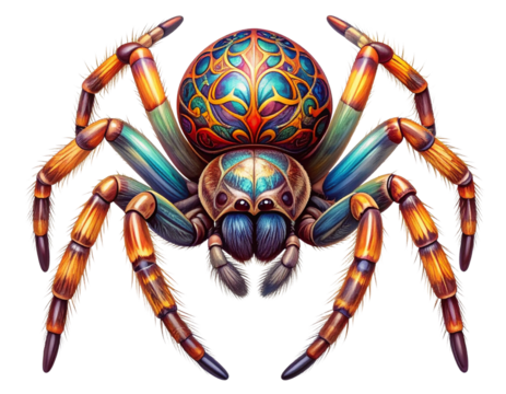  Elegant Colorful Spider with Decorative Details, Isolated on Transparent Background - Powered by Adobe