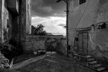 Castelnuovo di Farfa, Lazio, Italy: square between the alleys and houses of the ancient village of Castelnuovo di Farfa
