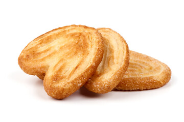 Palmier Cookies stacked, isolated on white background