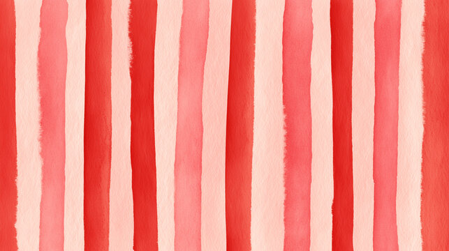 A playful, hand-drawn vertical stripe pattern featuring alternating coral red and soft blush pink stripes