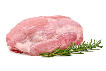 Raw Pork with Rosemary, isolated on white background