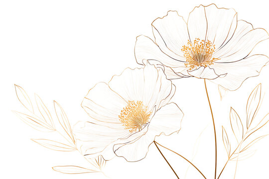 Elegant white and gold floral design element