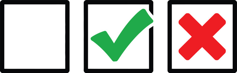 Obraz premium Checklist of Options with Empty, Checked, and X Marked Boxes for Decision Making Process