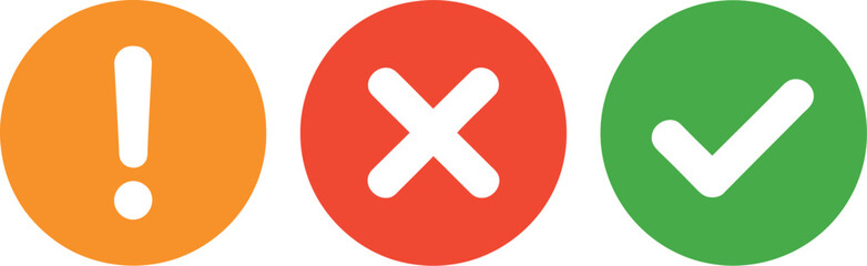Fototapeta premium Fundamental UI feedback icons warning, error, and success markers for digital interface design