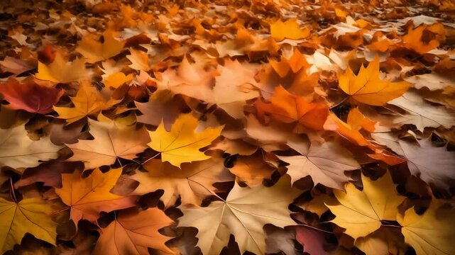 Autumn Leaves Forming Carpet on Forest Ground