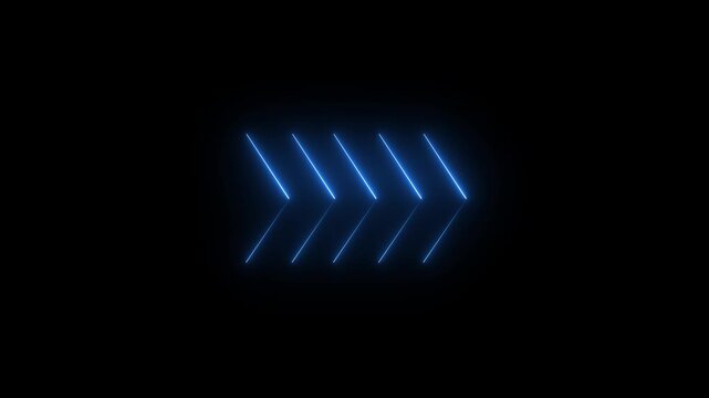 Abstract red neon directional swipe arrow pointing to left and moving icon animation traffic. arrows animation transitional arrow navigation on black motion animation 4k video...