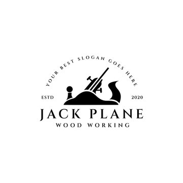 Wooden Fore Plane or Jack Plane Silhouette for Classic Vintage Woodworking Carpentry Logo design