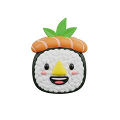 Delightful sushi roll with carrot top and cheerful face