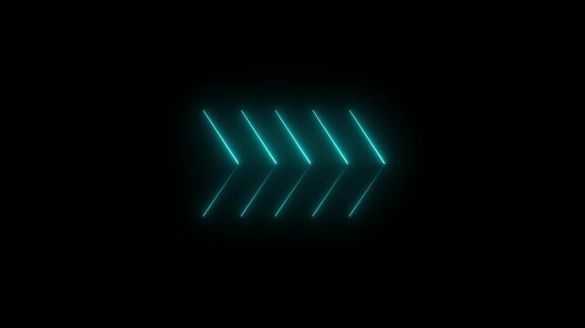 Abstract red neon directional swipe arrow pointing to left and moving icon animation traffic. arrows animation transitional arrow navigation on black motion animation 4k video...