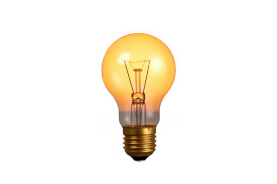 Glowing Light Bulb yellow illumination electricity isolated on a transparent background - Powered by Adobe