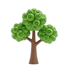 Whimsical green heart-shaped leaf tree