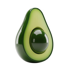 Vibrant green avocado halved on white background