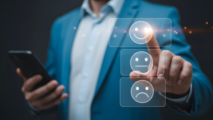 Holographic technology concept with businessman interacting digitally