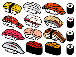 お寿司イメージのイラストセット