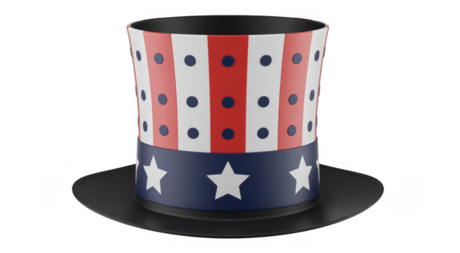 American hat with red white and blue stars stripes isolated on a transparent background - Powered by Adobe
