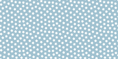 White Stars on Light Blue Background Vector Seamless Pattern