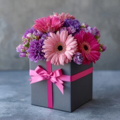 Gift on a blue background. Gift for christmas, valentine's day, birthday.