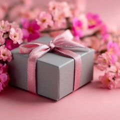 Gift on a blue background. Gift for christmas, valentine's day, birthday.