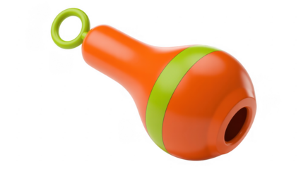 Orange whistle with green stripe sport fitness isolated on a transparent background