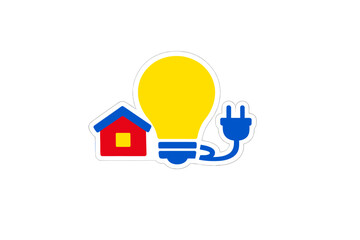 Obraz premium House, light bulb, and electric plug icon