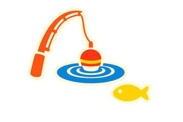 Fishing rod with bobber and fish illustration © Alan