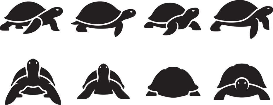 Collection of tortoise silhouettes in various poses