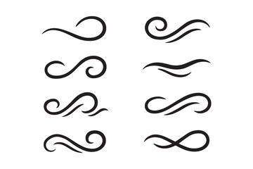 Obraz premium Doodle wind line sketch set. Hand drawn doodle wind blow icon. Air, wind, swirl in doodle illustration style. Doodle wind line sketch set. Hand drawn doodle wind air blow, swirl elements