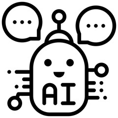 robot chat bot community ai technology thinking simple line icon